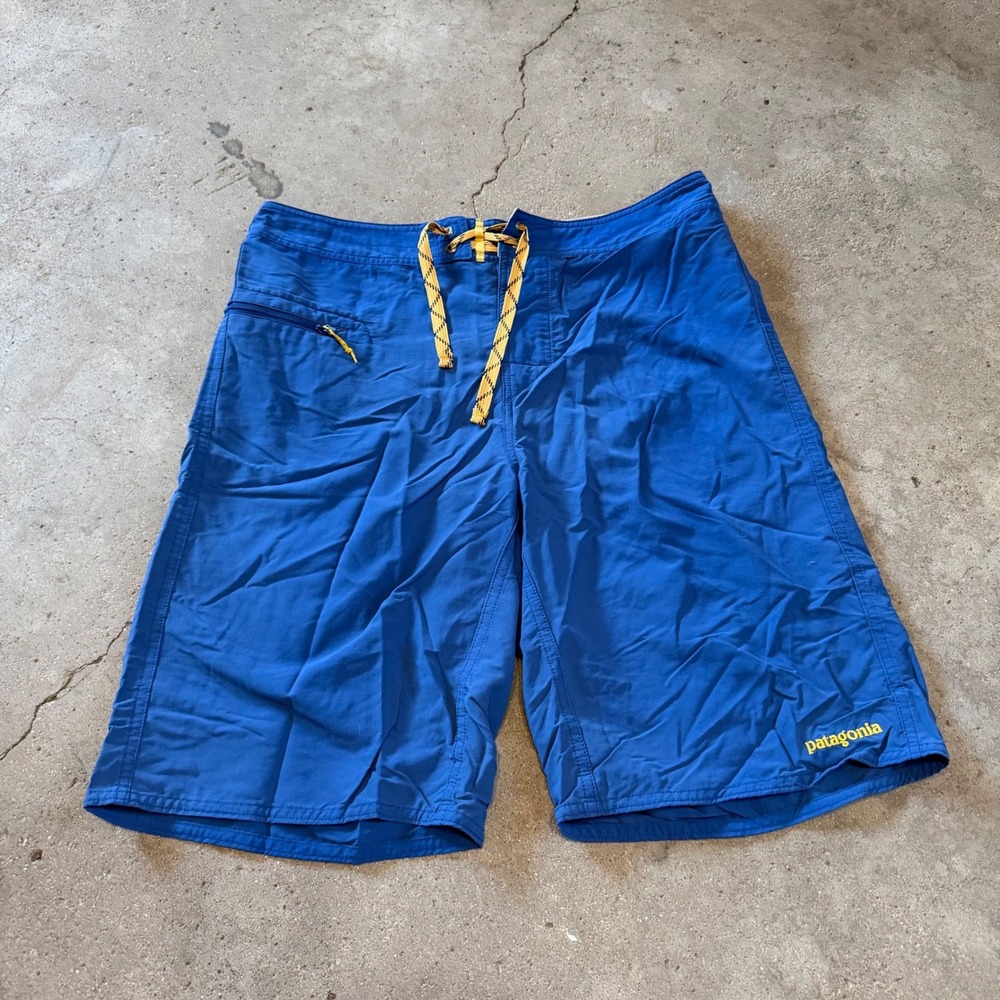 Patagonia Board Shorts Mens 33 Blue Stretch Wavefarer Swim Trunks 86543